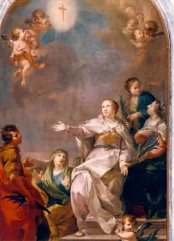 29-La vera Croce adorata dai SS. Costanzo, Agnese, Prisca, Eurosia e Elena - olio su tela - Sante Cattaneo - XVIII secolo - Gottolengo (Bs) chiesa parrocchiale dei SS. Pietro e Paolo